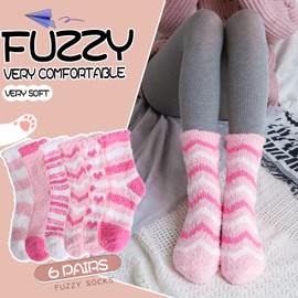 Womens Fuzzy Socks Slipper Fluffy Cozy Comfy Cabin Plush Warm Winter Sleep Home Soft Christmas Valentines Mothers Day Gifts for Mom Her Stocking Stuffers for Women Adult Heart Socks（Pink Heart）