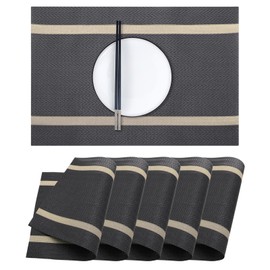 marysgift Grey Placemats Table Mats Sets 6 Stylish Place Mat Wipeable Non Slip and Heat Resistant for Kitchen Restaurant Easy Clean, Silver Gray