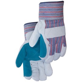 Liberty 3581SP Standard Shoulder Split Leather Jointed Double Palm Men's Glove with 2-1/2" Rubberized Safety Cuff, Large, Green (Pack of 12)