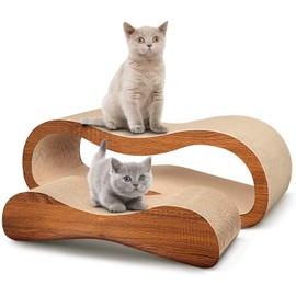2 in 1 Cat Scratcher Cardboard Lounge Bed, Cat Scratching Post, Durable Board Pads Prevents Furniture Damage,Large