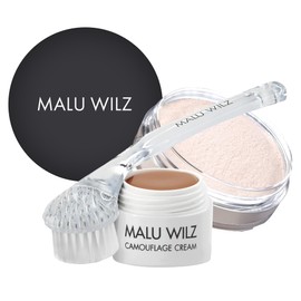 Malu Wilz Make up Set mit Fixing Powder 15g, Reinigungsbürste & Camouflage Creme Nr.09 I Fixierpuder, Gesichtsbürste & Foundation in einem Beauty Set
