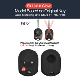 INFIPAR 2pcs Compatible with Ford Escape Edge Fusion Mustang Expedition Transit Connect Explorer F-150 F-250 F-350 Super Duty Lincoln Mercury Black Key Fob Cover Case Key Chain Protector Remote Holder