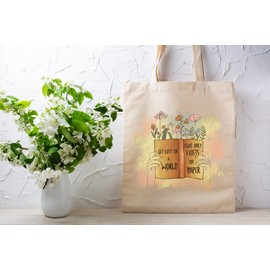 Faithful Prints Get Lost In A Book Tote Bag | 100% Cotton Shopping Bag for Book Lovers | Christmas, Birthday Present | One Size Natural
