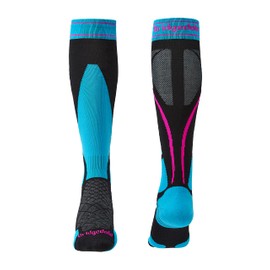 Bridgedale Women's Lightweight Ski - Merino Endurance Socks, Black/Blue, Medium