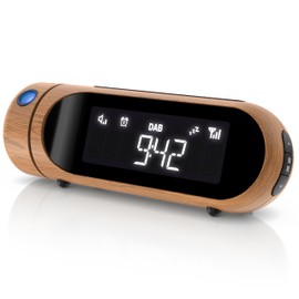 CSL - DAB Plus Radio - Clock Radio Projection Alarm Clock Digital - DAB/DAB+ / FM Radio with 20 Memory Slots Each - Charging Output - 4 Brightness Levels - Dimmable Projection