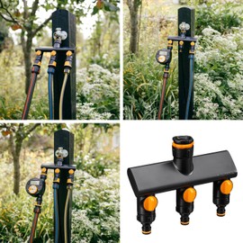 Fiskars Fiskars 3-Wege-Ventil, Mit On/Off-Schaltern, Für 3 Gewindegrößen Ø 21 mm (1/2"), Ø 26,5 mm (3/4") und Ø 33,3 mm (1"), Comfort, Schwarz/Orange, 1070578