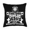 Girl runs on Jesus and Blackstrap molasses Throw Pillow, 18x18,