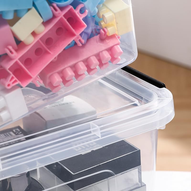 YYXB 8-Pack Storage Latch Bins with Lids/Handle, 5 Quart Clear