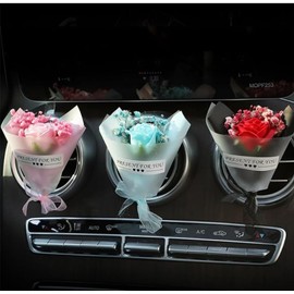 ALITTLEBYLIFE Rose Dried Flower Bouquet - Car Accessories - Vent Clip Scent Diffuser - Perfume Decoration -Gifts,Cute Car Diffuser Creative Car Perfume Decoration Aromatherapy Ornament (Red)