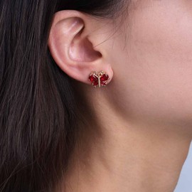 Inilbran Boho Ruby Butterfly Earrings Vintage Red Butterfly Earrings Red CZ Butterfly Earrings Minimalist Butterfly Statement Earrings Jewellery for Women and Girls, Zinc