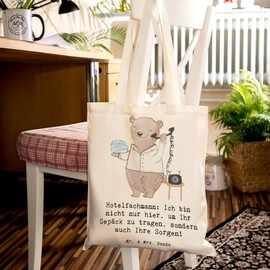 Mr. & Mrs. Panda Tote Bag Hotel Specialist: Ich Bin Nicht nur Here, um Ihr Luggen, sondern auch Ihre Sorgen! - Gift, Check-Out, Communication, Gifts with Heart, Work, Fabric Bag, White, Hand Drawn