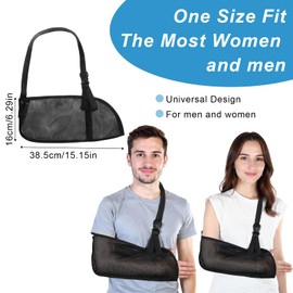 KFHENSOMR Mesh Arm Shoulder Sling Breathable Shoulder Immobilizer Medical Injury Torn Rotator Cuff Adjustable Arm Brace for Shower Right Left Arms Stabilizes Elbow Wrist Injury for Men Women Black