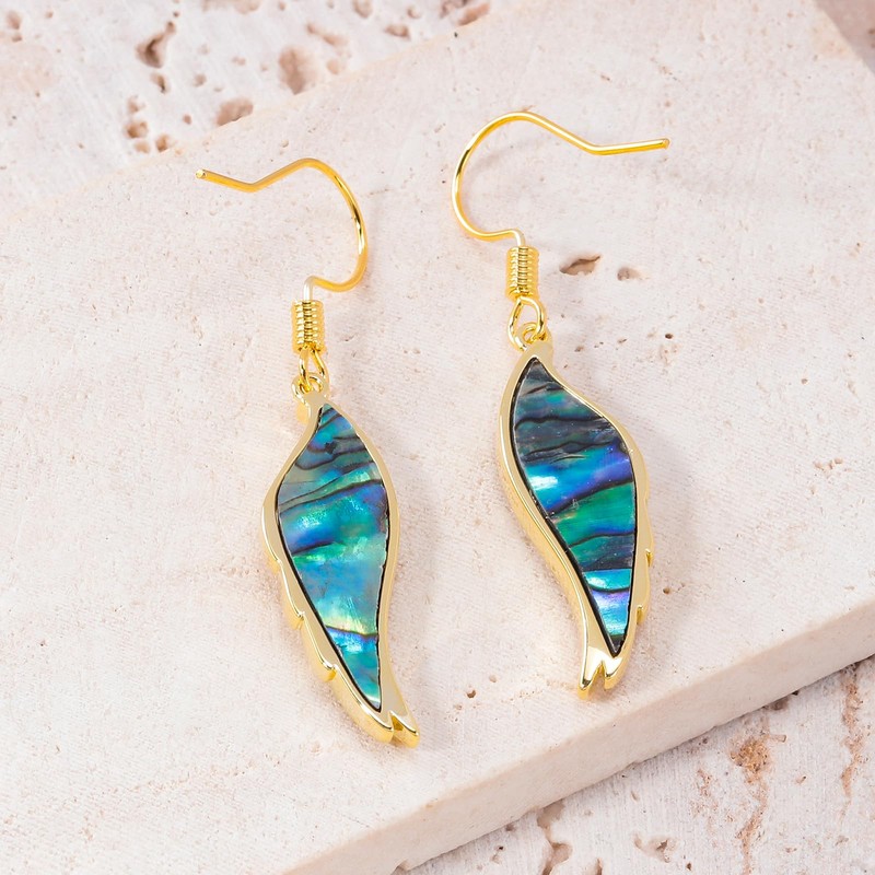 CiNily Angel Wings Earrings for Women Abalone Shell Drop Dangle