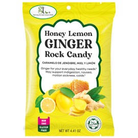 GT Honey Lemon Ginger Rock Candy, 4.41 Ounce Bag, 1 Pack