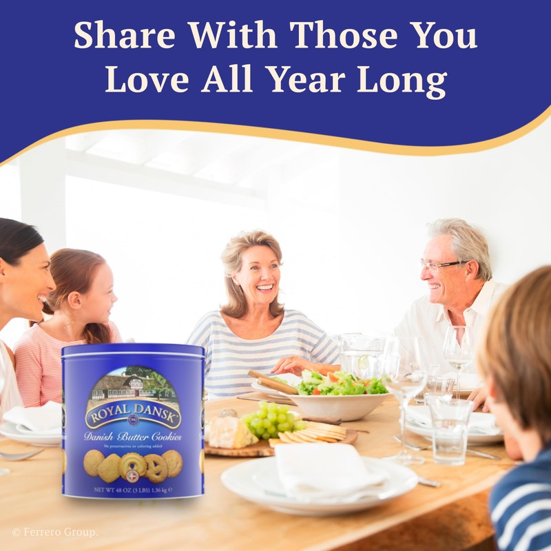 Royal Dansk Danish Butter Cookies, 48oz Exclusive Tin, Traditional Assortment,