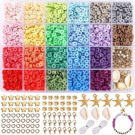 OODARN Clay Bracelet Making Kit – 3300 Colourful Polymer Clay Beads, Charms, Shells, Square Beads, Jump Rings & Clasps – Complete DIY Jewellery Craft Set for Kids & Adults