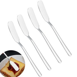 OnewCheng Butter Knife, 18/8 Stainelss Steel Butter Spreader Knives Breakfast Spreads, One-Piece Stainless Steel, Condiment Knives Cheese Knife for Home Kitchen Use,Set of 4