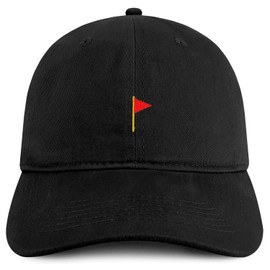 Trendy Apparel Shop Red Flag Emoticon Quality Embroidered Low Profile Brushed Cotton Dad Hat Cap - Black
