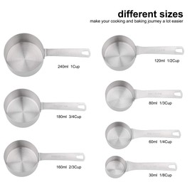 Smithcraft 18/8 Stainless Steel Measuring Cups and Spoons Set, Metric & US Metal Measure Cup and Spoon for Baking & Kitchen, Heavy Duty 7 Measuring Cups & 8 Spoons With Leveler