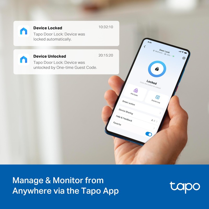 Tapo Smart Wi-Fi Deadbolt Door Lock – Keyless Tactile Buttons,