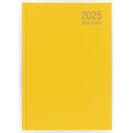 Imprint 2025 Premium Quality A5 Week to View Diary, Hardback Desk Diary with Ribbon Marker, Planner Organiser Diary (Yellow)