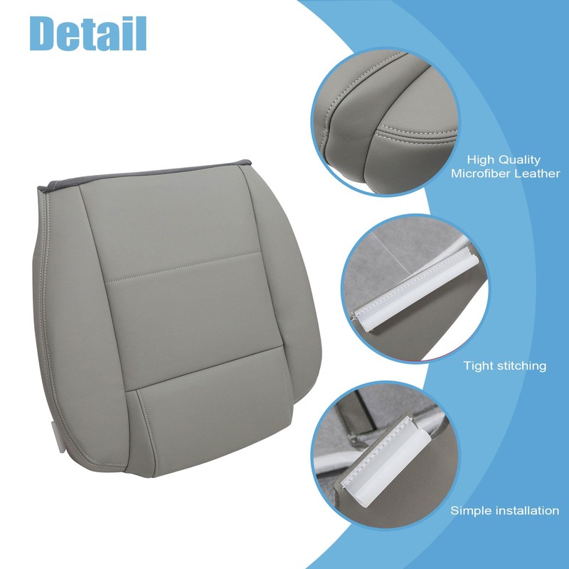 AOUTTUOA Driver Side Bottom Microfiber Leather Replacement Seat Cover Gray