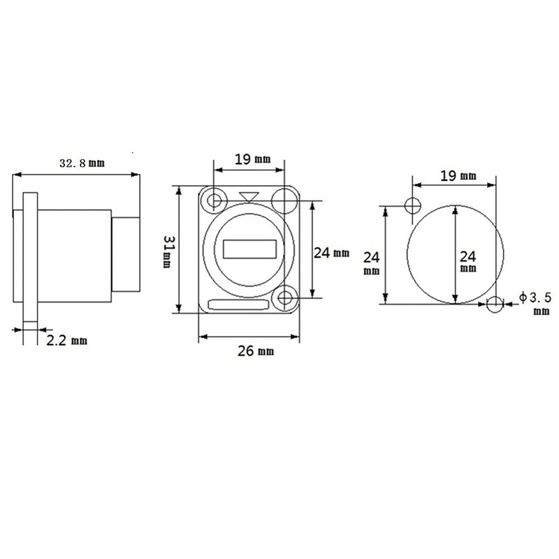 icepc RJ45 Cat6 Socket D-Type Module Shielded Industrial Panel Mount