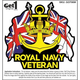 Royal Navy Veteran Car Window Sticker with Union Jack and White Ensign