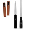 COHEALI Nail Files with Leather Case 2pcs Double Sided Stainless