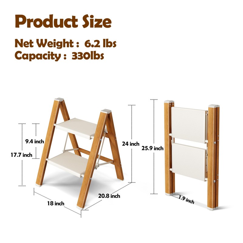 Taranta 2 Step Ladder,Aluminum Lightweight Folding 2 Step Stool with