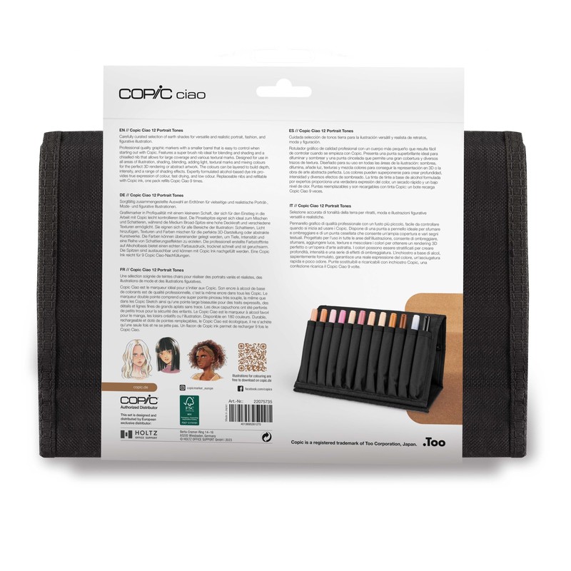 COPIC Ciao marker set A with 72 colours, all-round layout