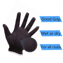 FINGER TEN Men’s Golf Glove Left Hand Rain Grip Black Pack, Durable Fit for Hot Wet All Weather (Black, Medium)