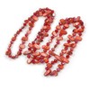 Avalaya Long Rose Red Shell Nugget and Faceted Glass Bead