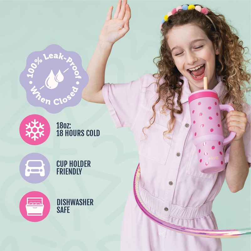 Ello Oasis 18oz Stainless Steel Kids Tumbler with Handle &