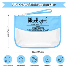 Sazuwu Black Girl Magic Gifts Blue Makeup Bags with Zipper Black Owned Gifts for Women Birthday Gifts for Women Friendship Funny Unique Cosmetic Travel Bag Organizer Graduation Present