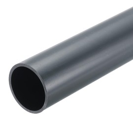 MECCANIXITY 1.5 Inch PVC Rigid Tube Round Pipe 34.2mm ID 38mm OD 8" Length Dark Grey High Impact for Water Pipe, Crafts