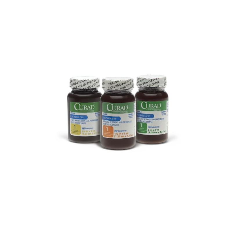 Medline CURAD Sterile Plain Packing Gauze Strips, 1" x 5