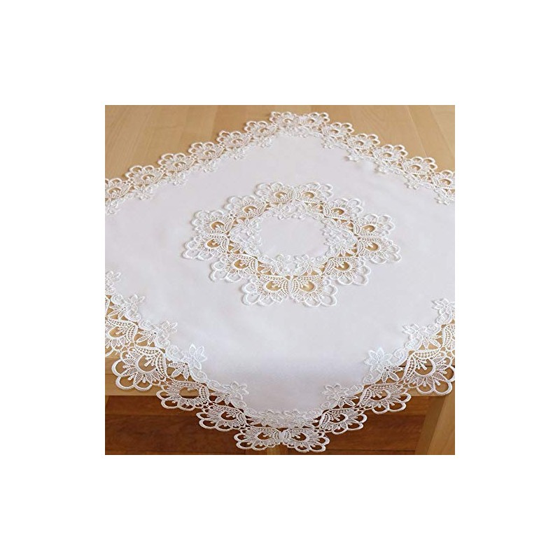 matches21 Tablecloth, Table Cloth with Elegant Embroidery and Filigree Lace,