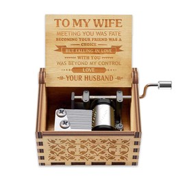 Yesnote Music Box Gift for Wife, Romantic Birthday Christmas Valentine Anniversary Present to Girlfriend Women Wife Gifts from Husband Boyfriend Wooden Hand Crank Musical Box Play You Are My Sunshine