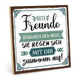 TypeStoff Wooden Sign with Saying - Friends - Vintage Look with Quote as Gift and Decoration on Friendship and Cohesion - HS-01129