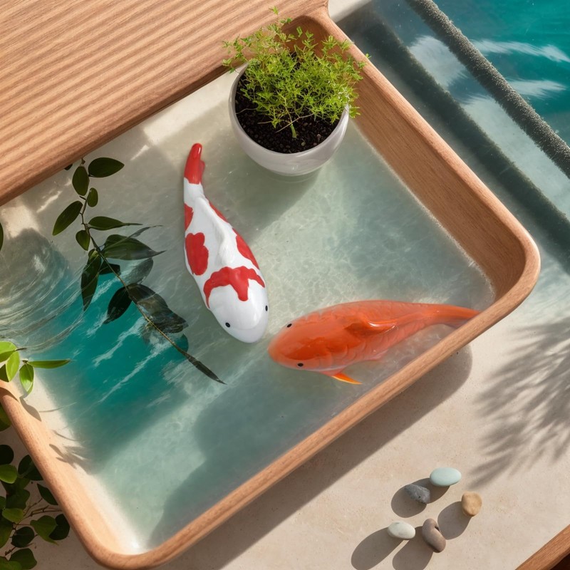 Wionin Lifelike Floating Fish Decor - Realistic Ceramic Koi &