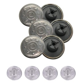 Trimming Shop 17mm Jean Buttons with Aluminium Back Pins Replacement Tack Button Fasteners for Trouser, Skirt, Denim Jackets, Gunmetal with 8 Stars, 8pcs