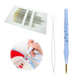 Embroidery Punch Needles Embroidery Stitch Punch Needles DIY Sewing Tool Set Durable Long Lasting Adjustable Embroidery Needles Suitable for Beginners (With 16 Stitch Needles)