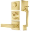 BonKuDoo Entry Front Door Handle, Satin Brass Square Front Door
