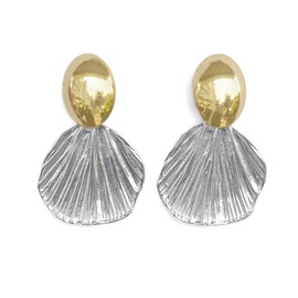 SinglinArt Silver Statement Earrings for Women Gold White Trendy Modern Jewelry