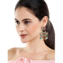 Antique Pakistani Gold Plated Indian Wedding Bead Studded Dangle Jhumki Earring Women Jewelry, stud, Metal, No Gemstone