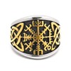 Gungneer Golden Stainless Steel Viking Compass Vegivisir Ring for Men