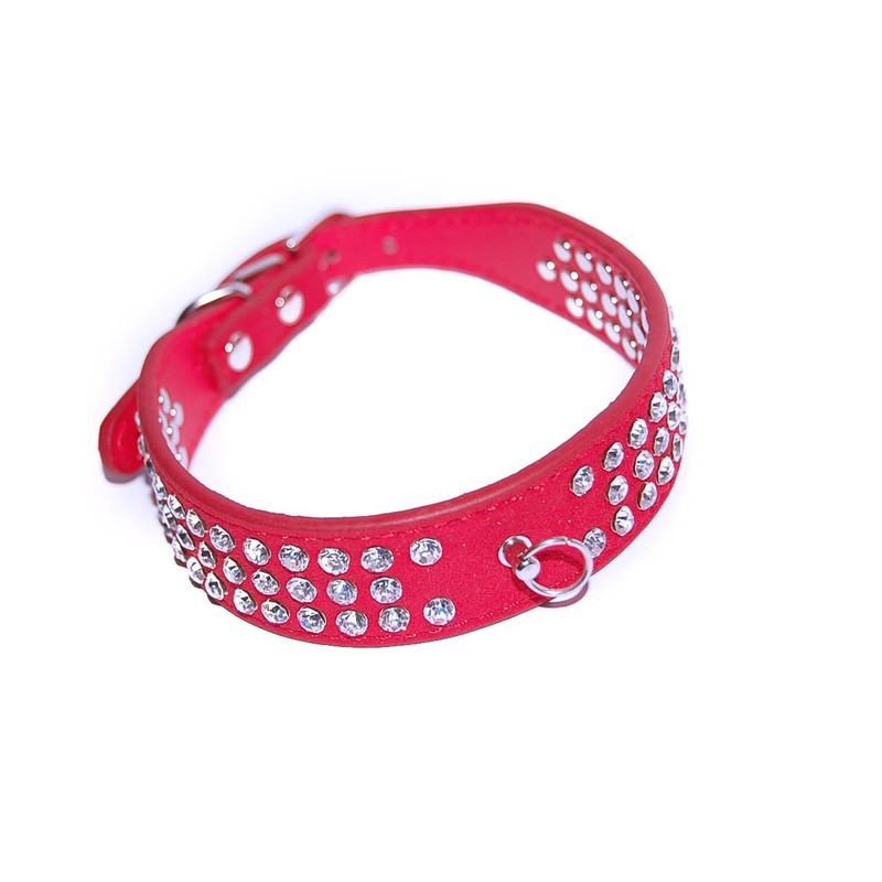 Pet Palace® "Debonair Doggy" (RUBY RED Medium) Suede Diamante Studded