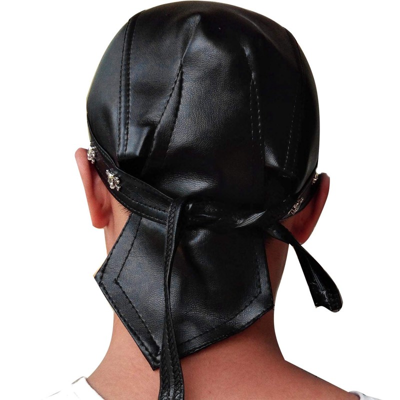 Faux Leather Biker Skull Cap Motorcycle Bandana Head Wrap Du