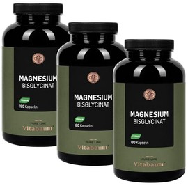 Vitabaum Magnesium Bisglycinate - 320 mg Magnesium Per Day - Supports Energy Metabolism and Muscle Function - Vegan, Gluten Free, Lactose Free - 3 x 180 Capsules, 3 Months per Pack